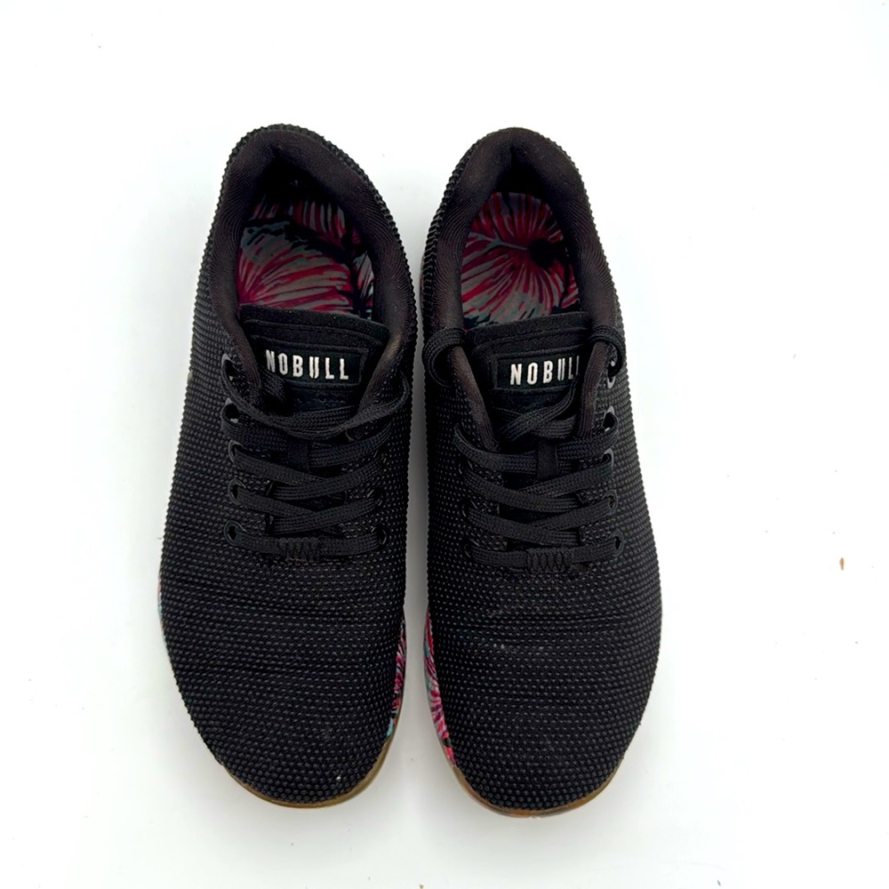 NOBULL Women’s Black &palm design Performance lace up sneaker CrossFit Shoes 7.5 - Picture 2 of 9